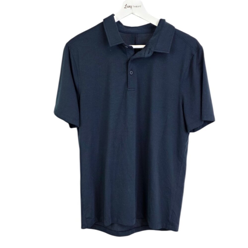 Lululemon Men's Short Sleeve Evolution Henley  Polo Shirt, Blue, Size S/M